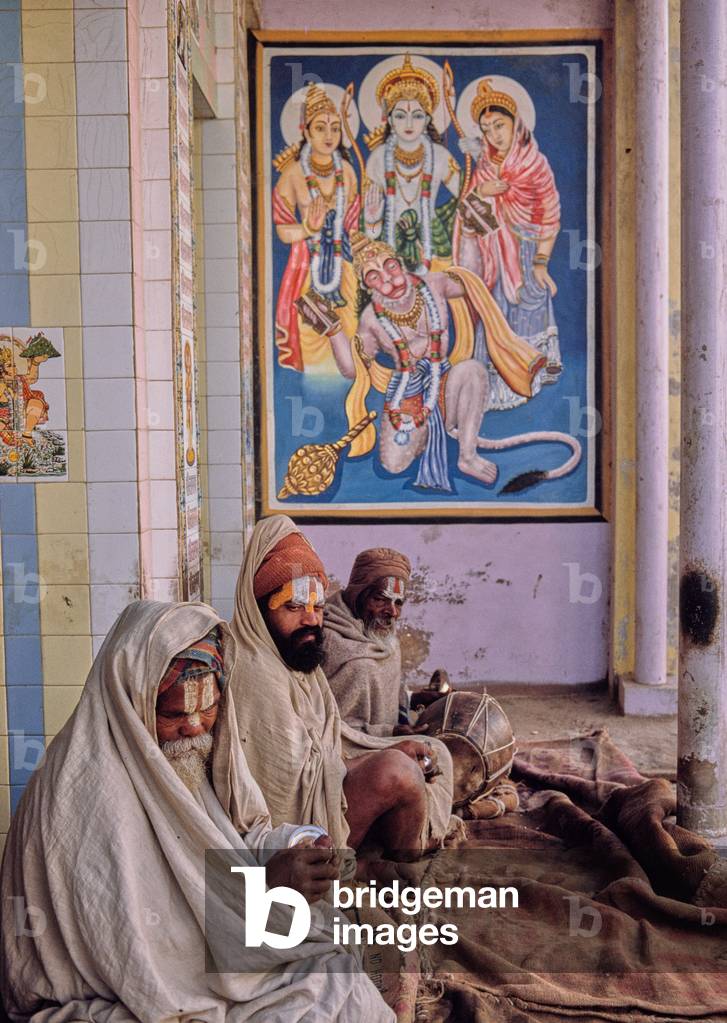 Image of Hindu teachers reading Holy Scriptures, Rama Temple, Ayodhya