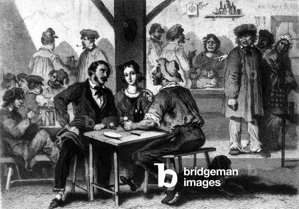 Illustrazione di libro Les misteri de Parigi di Eugene Sue (1842-1843), incisione