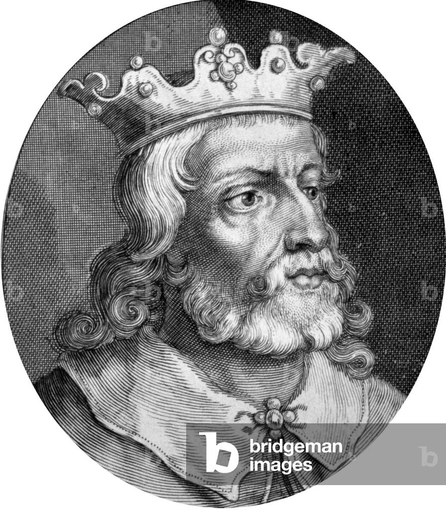 Childerico II (c.650-675) re merovingio dell'Austrasia (Francia) nel 662-675, incisione