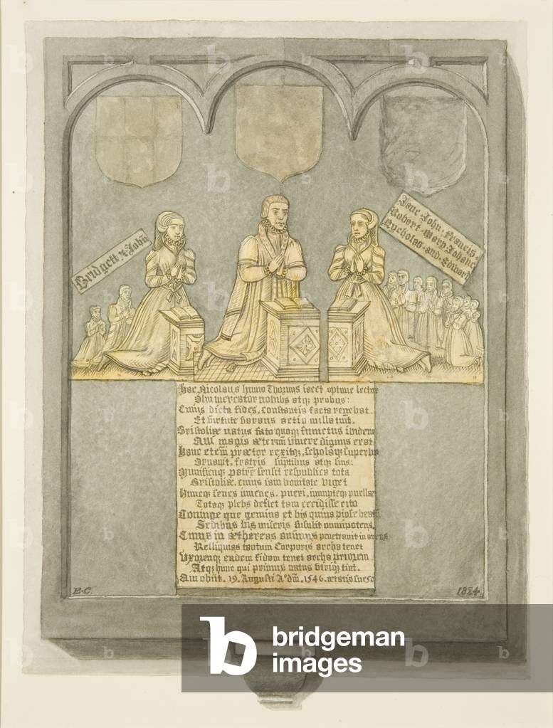 Thorne's Monumental Brass in St. Werburgh's Church (Bleistift & Aquarell auf Papier)