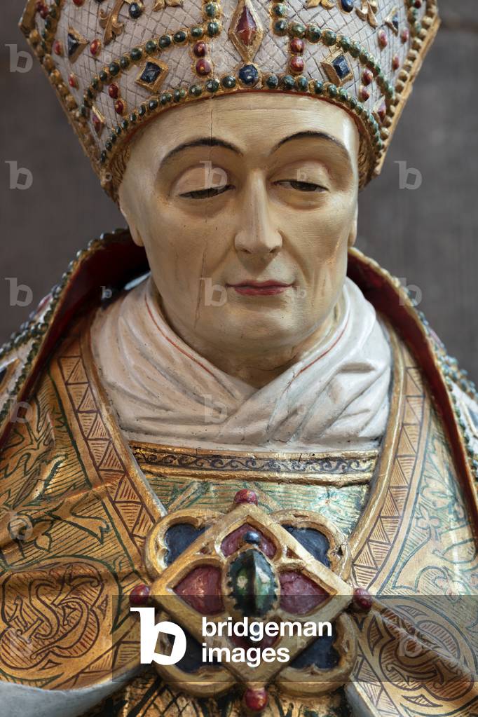 Image of NeoGothic polychrome statue of Saint Hubert