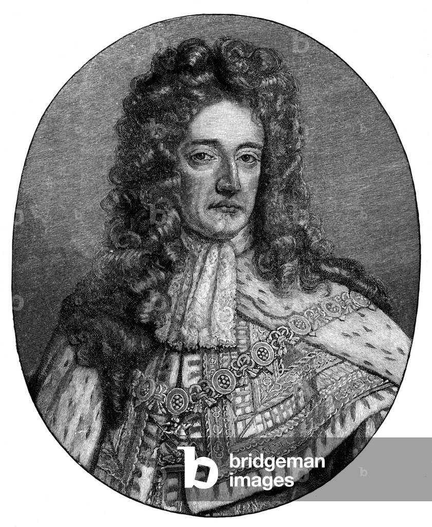 "Guglielmo III" di Godfrey Kneller, b/w