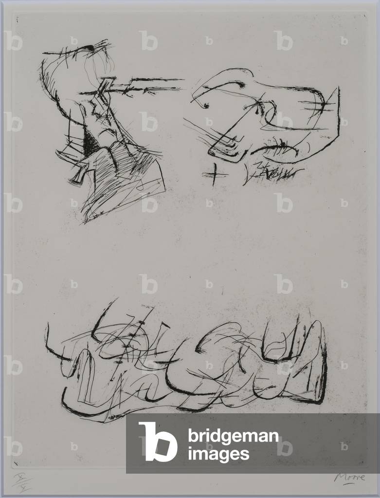 Image de Gravure représentant Three Motives (etching & aquatint) par Henry Spencer Moore