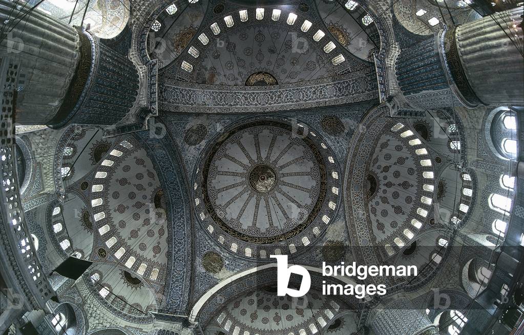 Image of Interior view of domes of Blue Mosque or Sultanahmet Camii