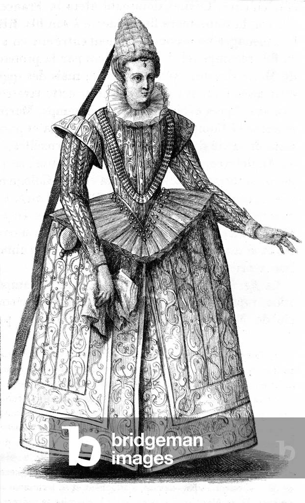 Immagine di Disegno "Abiti vintage francesi del XVI secolo Regno di Henri IV", b/w