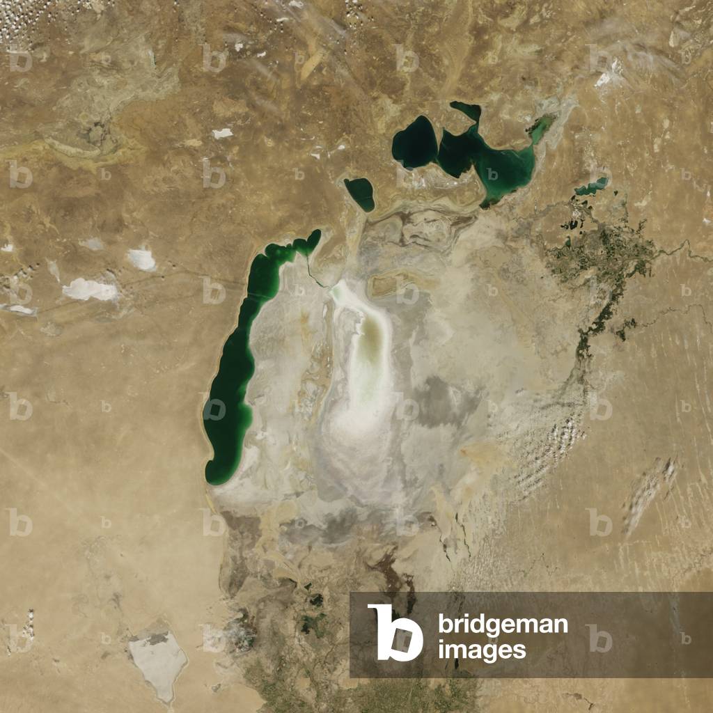 Image of Satellite image of the shrinking of the Aral Sea taken