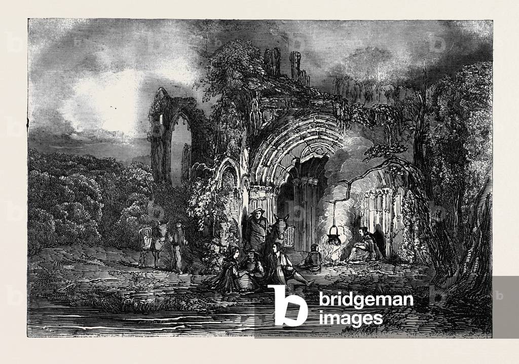 Image of Engraving depicting The Gipsy's Home 1845, b/w