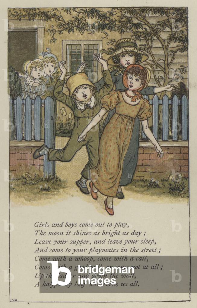 "ragazze e ragazzi vengono fuori per giocare colore lito" di Kate Greenaway