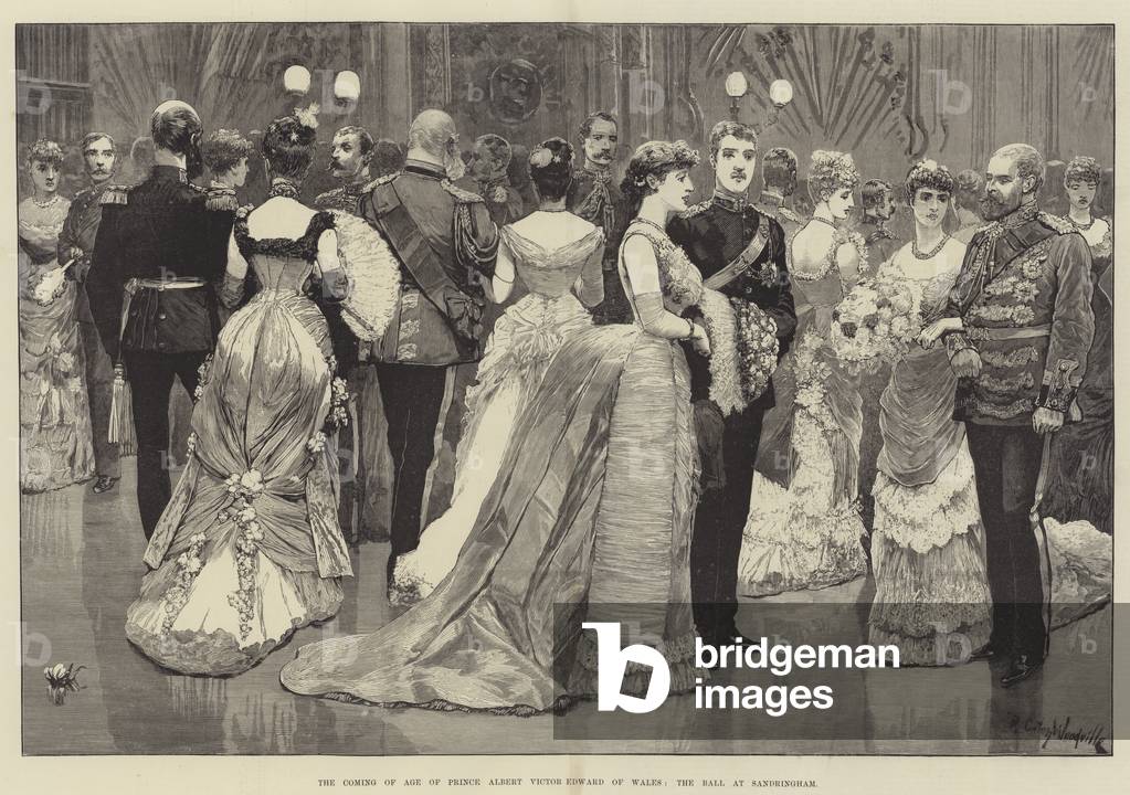 la venuta di età del principe albert victor edward di galles, la palla a sandringham (incisione)