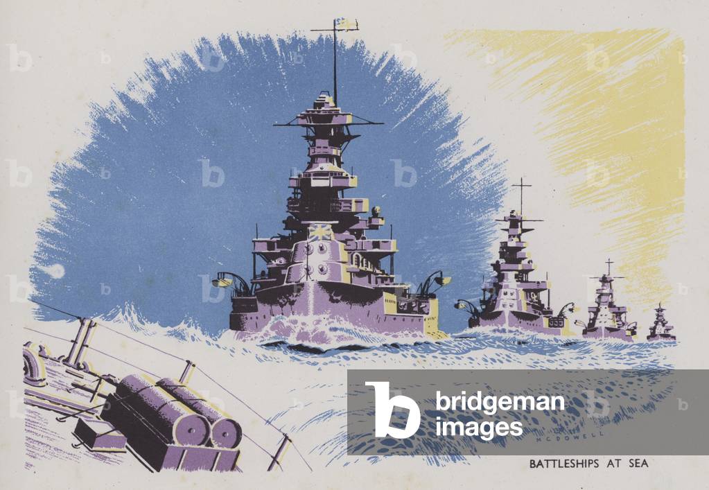 Battleships at Sea (coloris litho) par D. F. McDowell