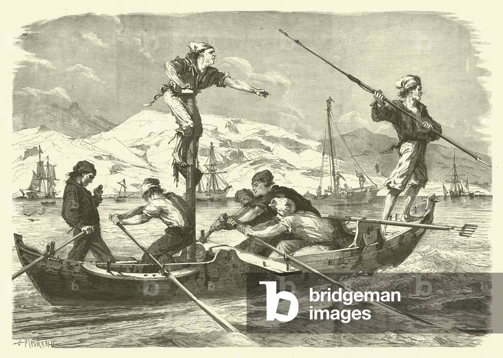Fishing for swordfish of the coast of Sicily (engraving)