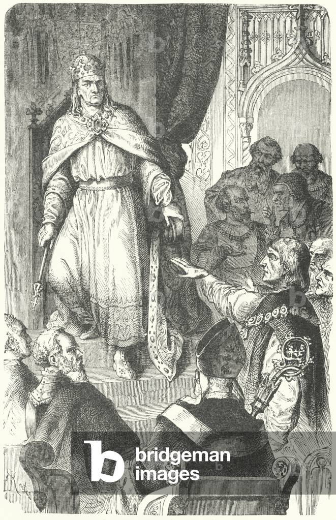 Il Sacro Romano Imperatore Carlo IV emette il Toro d'Oro del 1356 (incisione)