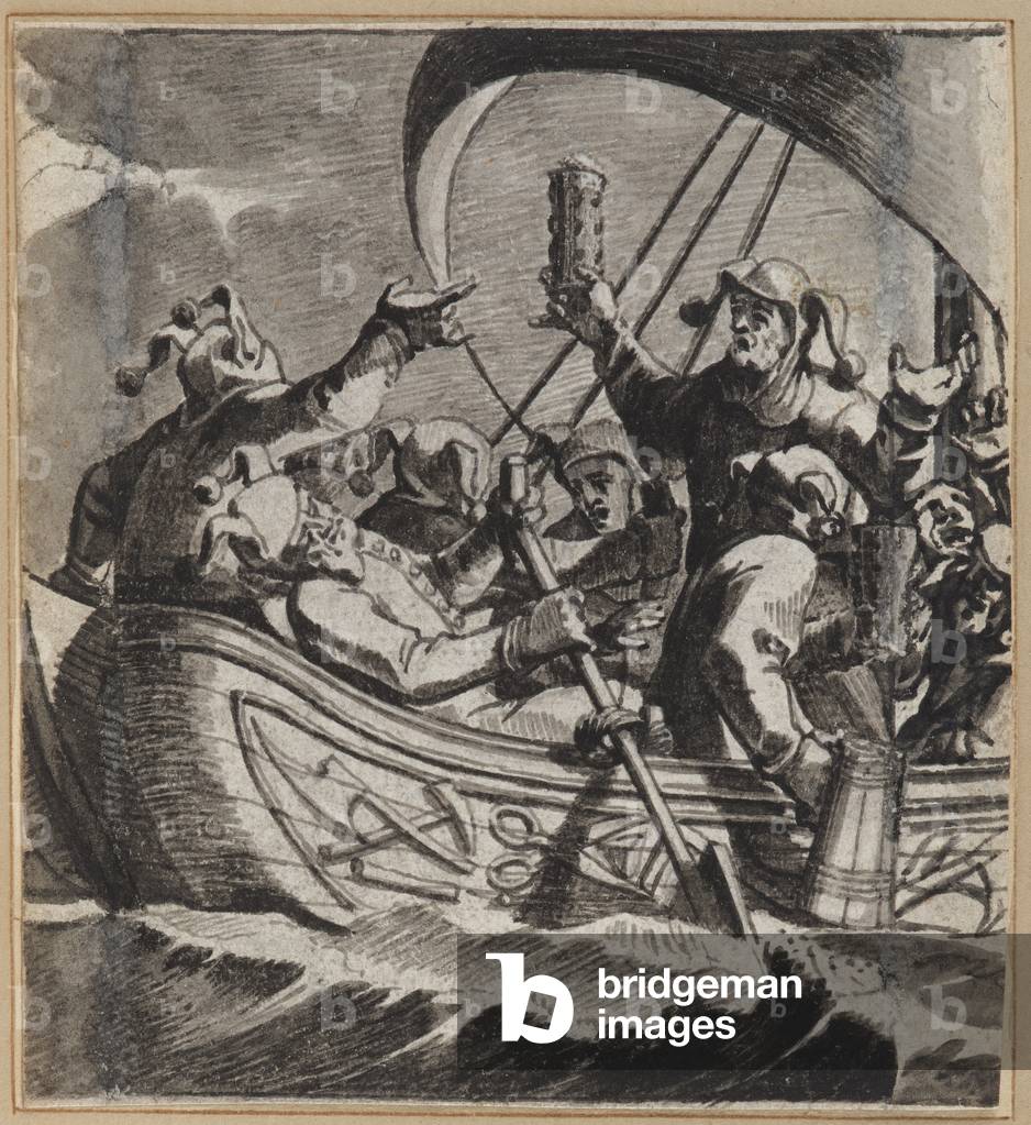 Der mit seiner Profession unvergnügte Narr, 1660-86 (Pinsel und Tusche auf Papier)