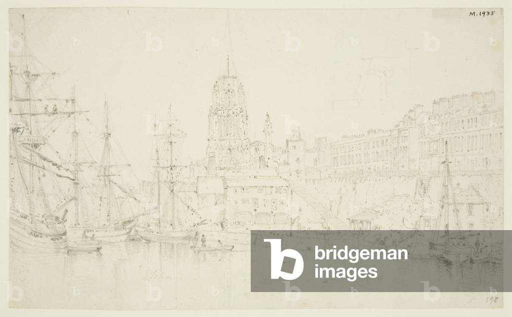 St Mary Redcliffe und Redcliffe Wharf von Prince Street Bridge, 1822 oder 1824 (Bleistift auf Papier)
