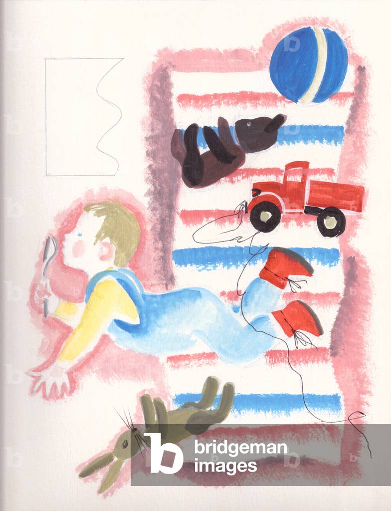 Illustrazione da 'A Nestling volato in the Yard' di Gaida Laghdyn, 1971 (gouache su carta)