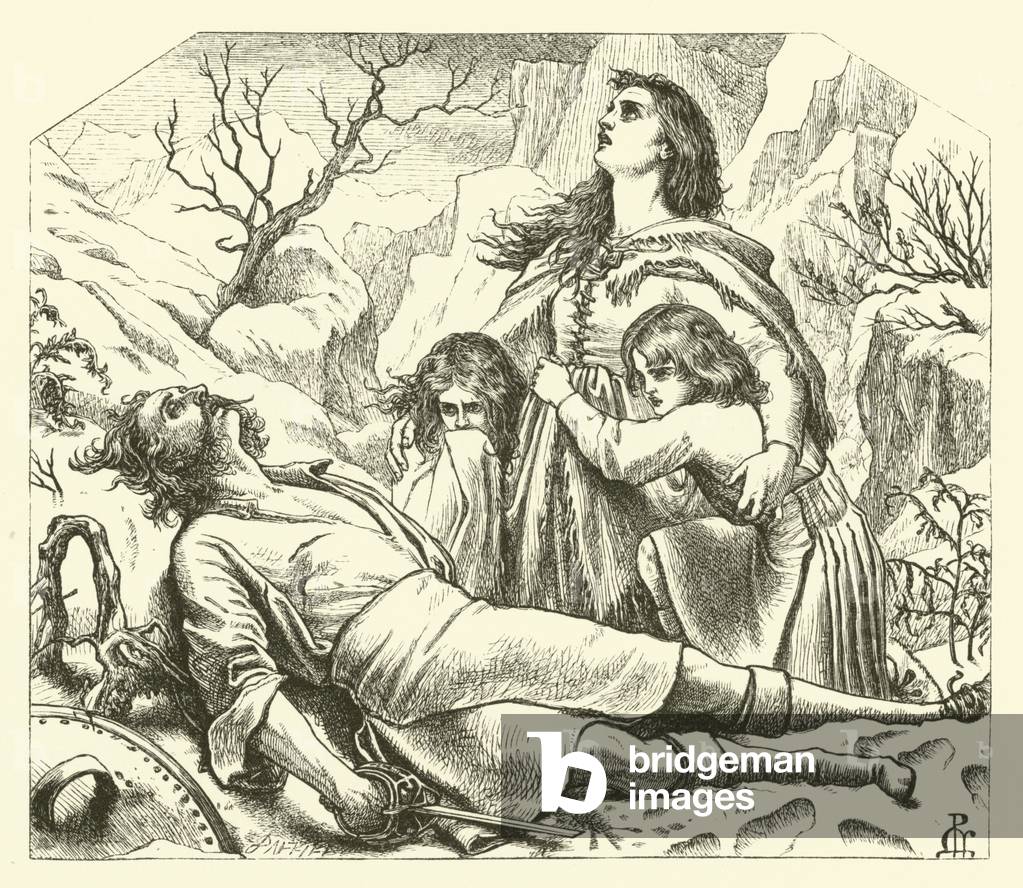 La veuve de Glencoe (gravure) par English School, b/w