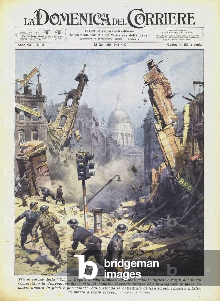 Tra le rovine della City (colour litho)