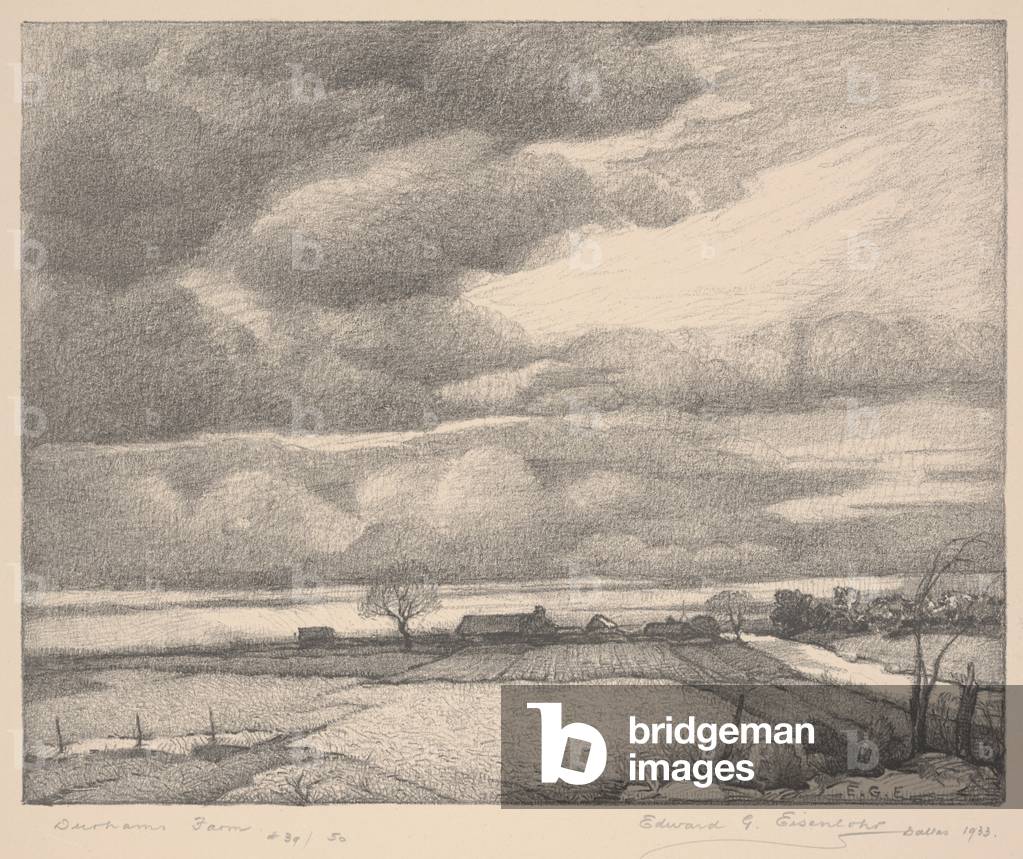 Image de Estampe représentant Durham's Farm, 1933 par Edward G. Eisenlohr, b/w