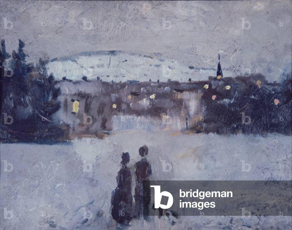 Immagine di Dipinto "Paesaggio invernale in Skymning" 1881 di Edvard Munch