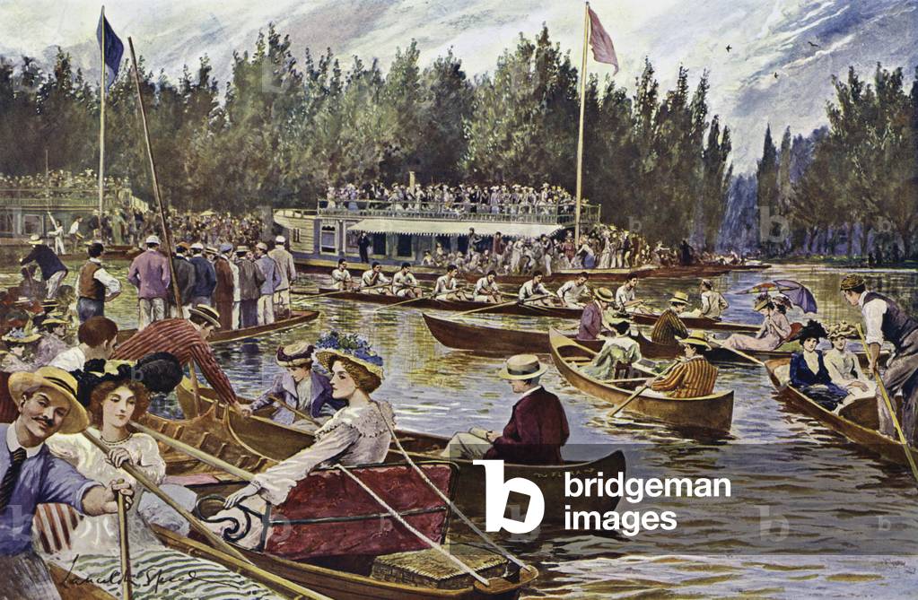 Rudern bei Oxford (Farbe litho)