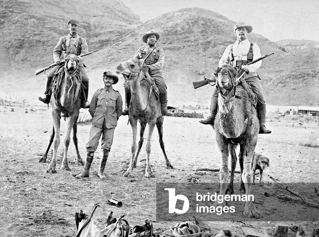 Image of Camel riders of the protection force during the Herero uprising,