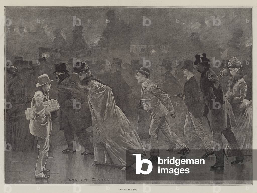 Bild von Druck "Frost und Nebel (litho)" 1887 von Lucien Davis, b/w