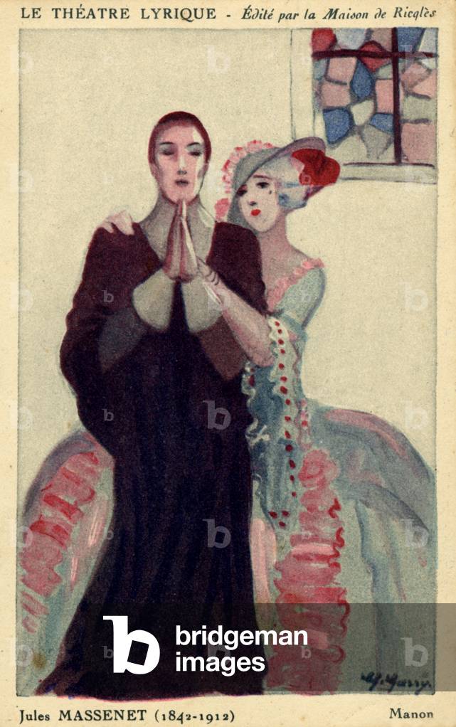 Poster for Massenet's Manon for performance at Le Théatre Lyrique