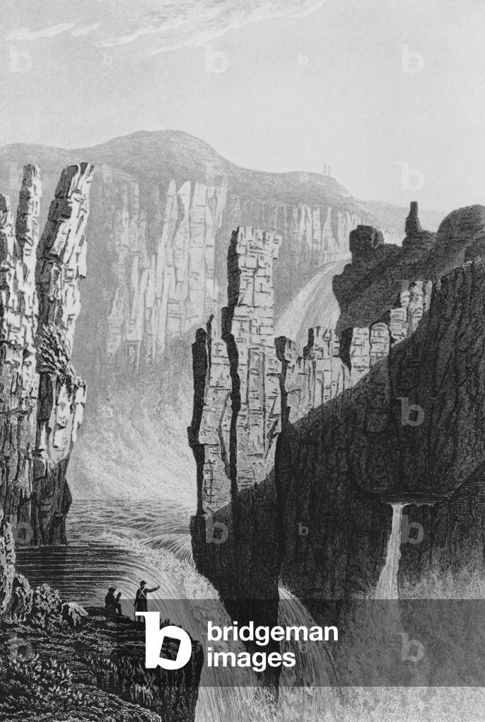 Wilberforce Falls estimée à 250 pieds de hauteur 1823 par George Back, b/w