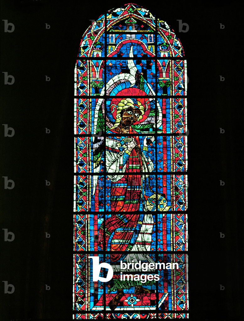 Image of Stained Glass depicting An angel with a censer; window from the apse of Chartres Cathedral (stained g