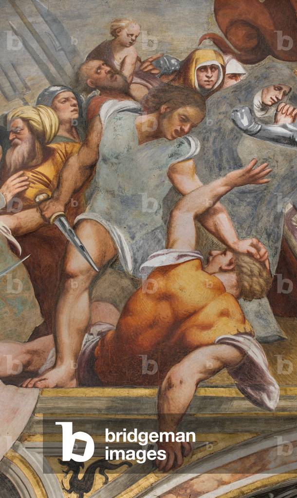 Mittelgang, Erste Südspanne, Christus ans Kreuz genagelt, Die Pordenone, 1520-21, Detail