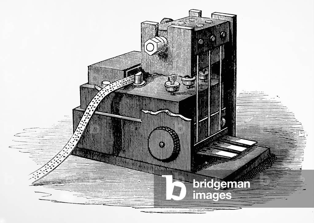 Pneumatically operated perforating machine for Morse electric telegraphs: used by the GPO, b/w