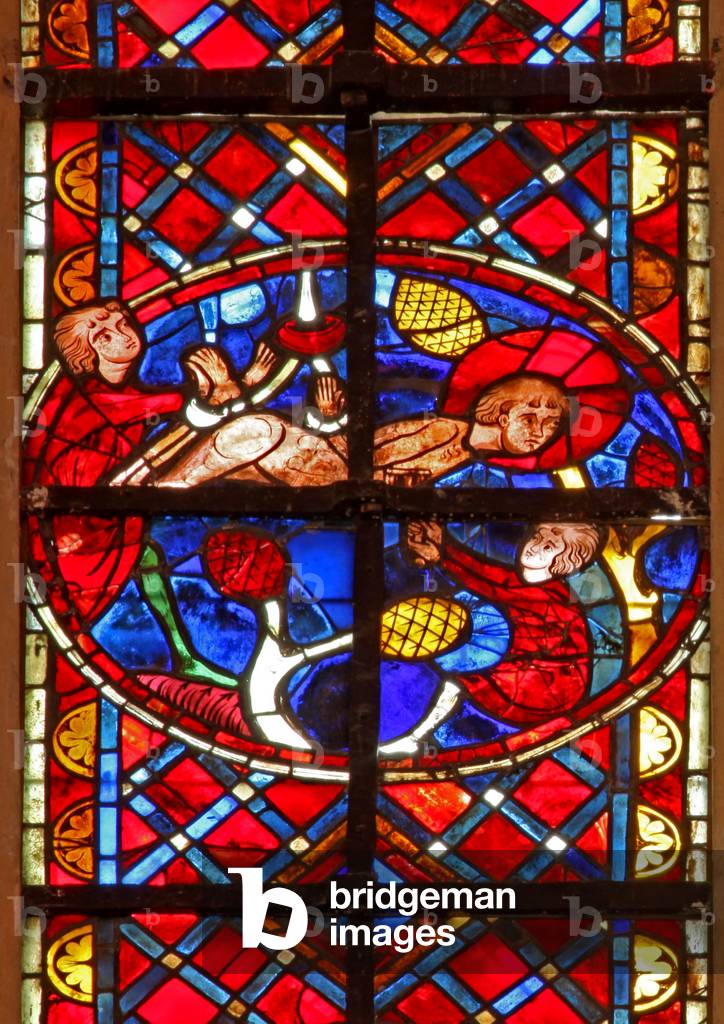 Window w211 depicting St Vincent's martyrdom (stained glass) by French Artist