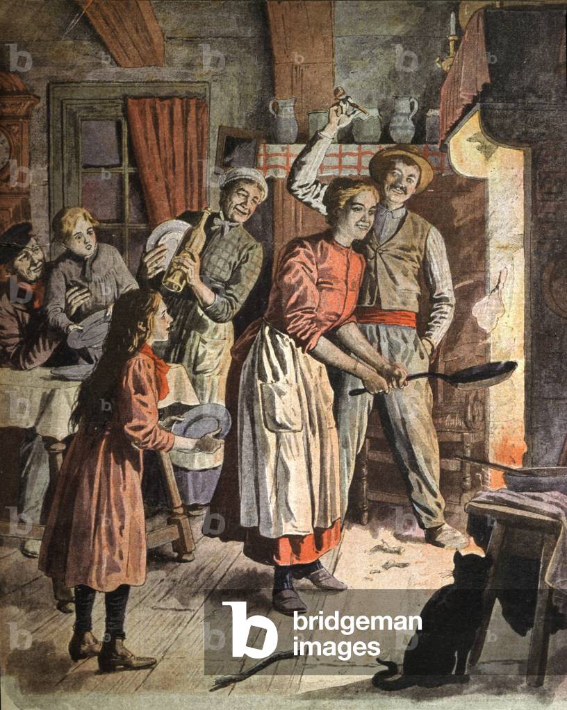 Bild von Druck "Pfannkuchen zu Mariä Lichtmess" 1911 von French School