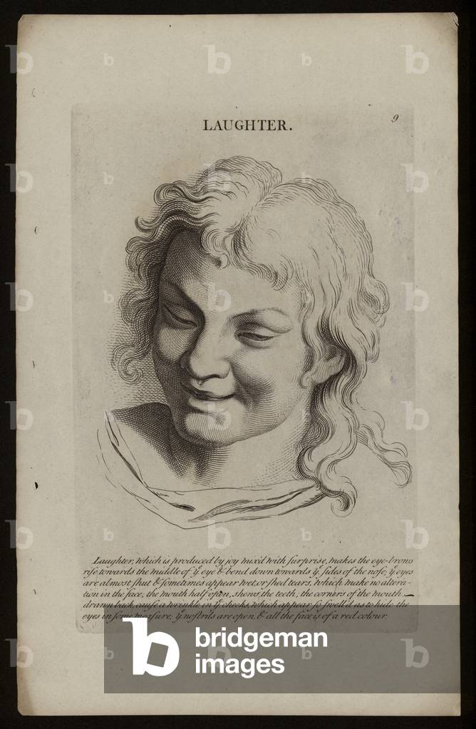 "Le passioni dell'anima di Le Brun: Risate (incisione)" 1701 di Charles Le Brun