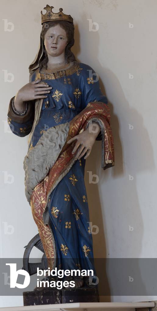 Vista interna, statua policroma di Santa Caterina