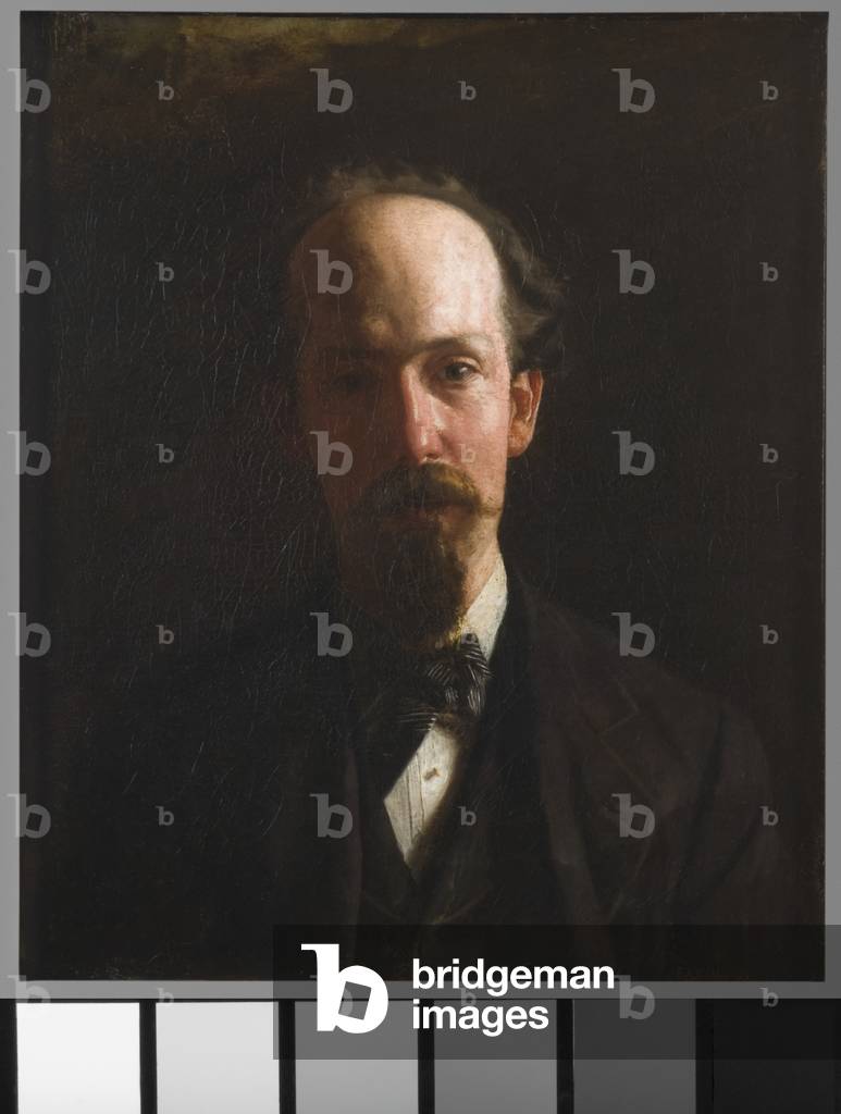 Image of Painting depicting Portrait of J. Harry Lewis 1876 by Thomas Cowperthwait Eakins, b/w