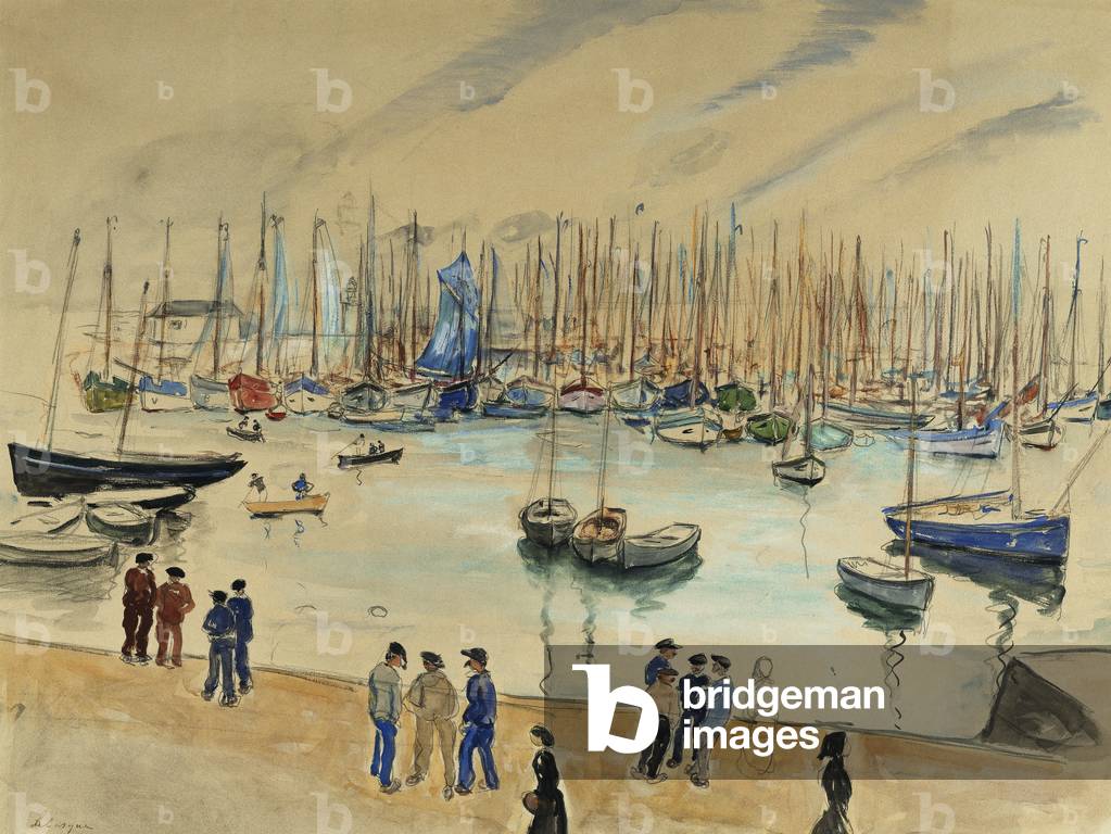"Quay; Le Quai (acquerello e matita su carta)" di Henri Lebasque
