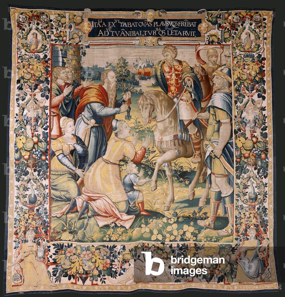 Image of Tapestry depicting Flemish tapestry. Series The History of Hannibal. Hannibal in Italy (Aníbal en Ita