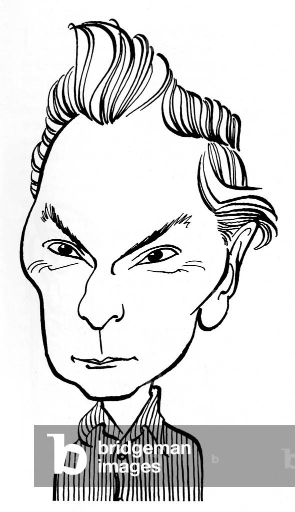 Andrzej Panufnik - caricatura di John Minnion compositore e direttore d'orchestra polacco, 1914-1991