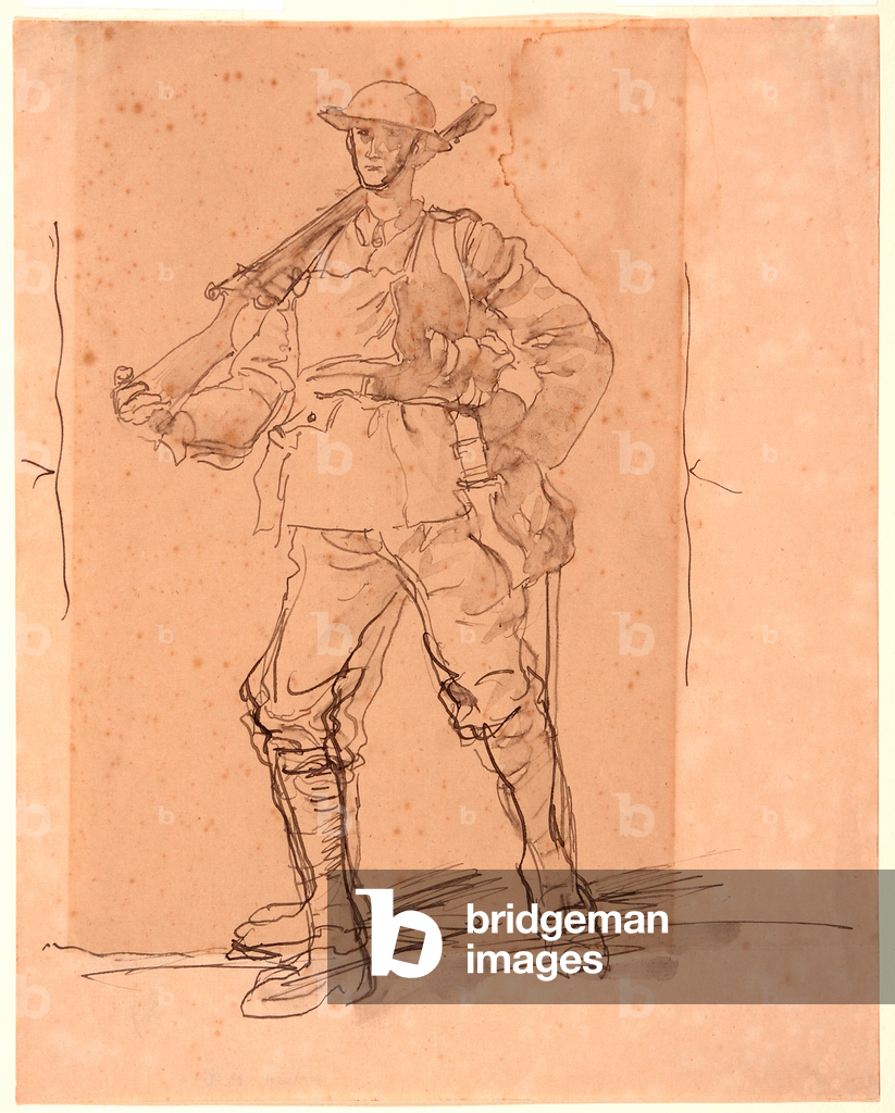 Bild von Zeichnung "Soldat (Feder" 1914 von Augustus Edwin John