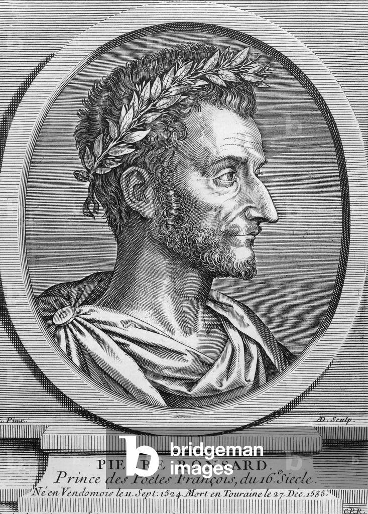 Le poète français Pierre de Ronsard (1524-1585), l'un des fondateurs du groupe Pléiade en 1549, gravure (XIXe 