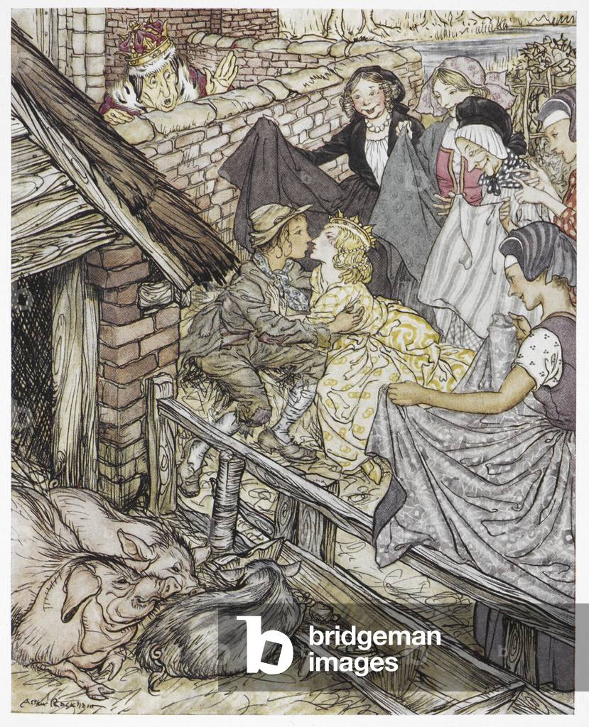 “So wie der Swineherd den achtzigsten Kuss nahm”, Illustration für “The swineherd”, von Hans Christian Anderse
