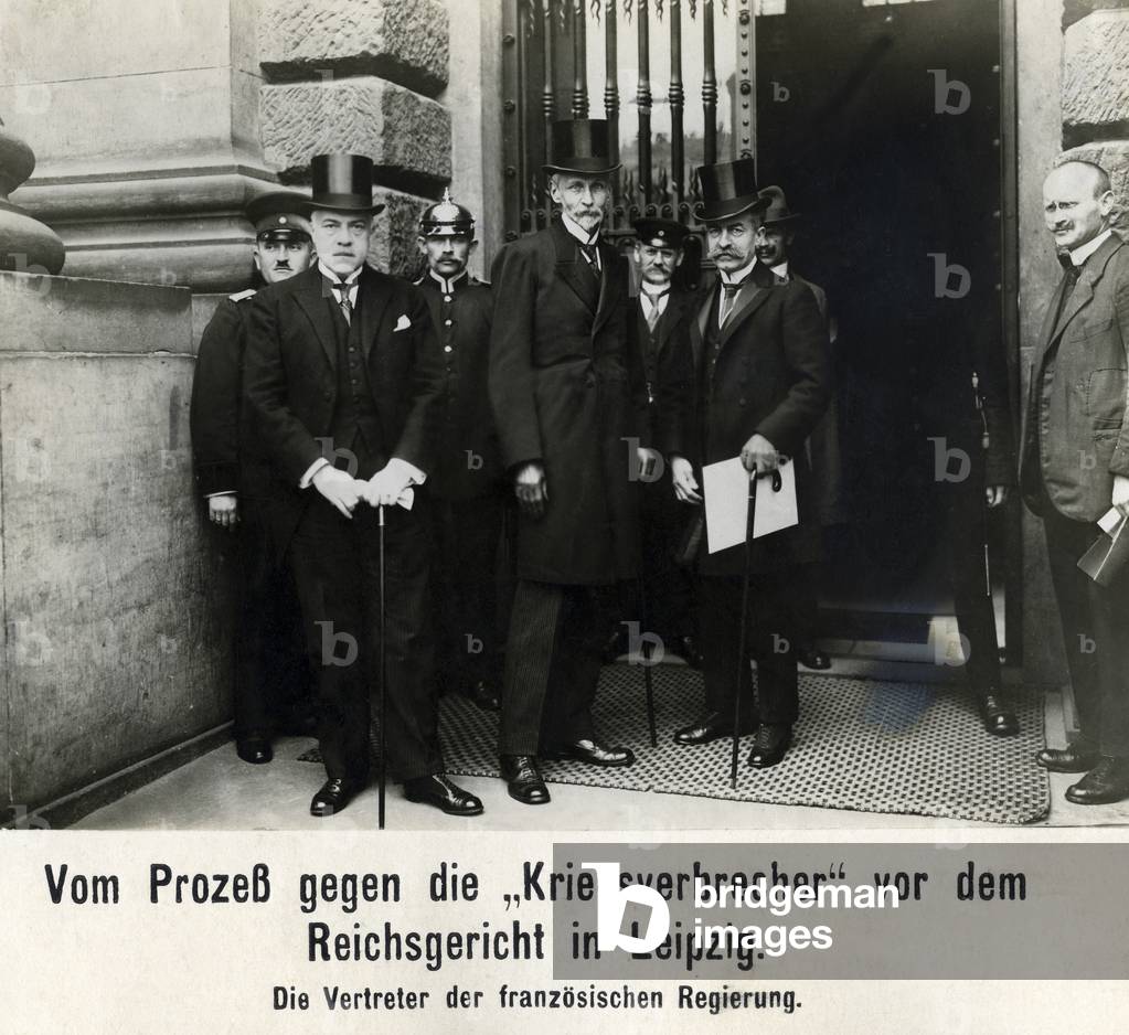 Image of Photography depicting Representatives of the French government at war crimes trial in Leipzig 1921, b