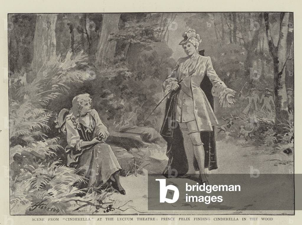 Scena da «Cenerentola» al Teatro Liceo, Principe Felix trovare Cenerentola nel Bosco (lito)