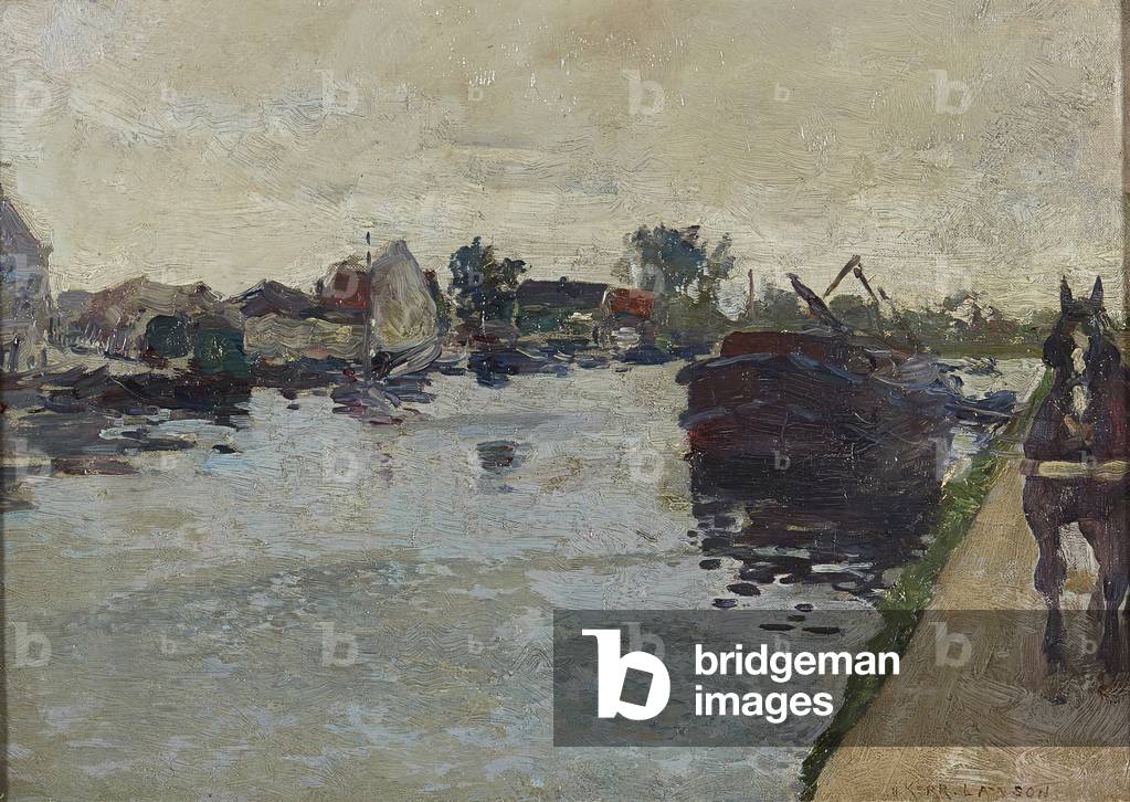Image of Painting depicting The Tow Path ( oil on canvas) by James Kerr-Lawson