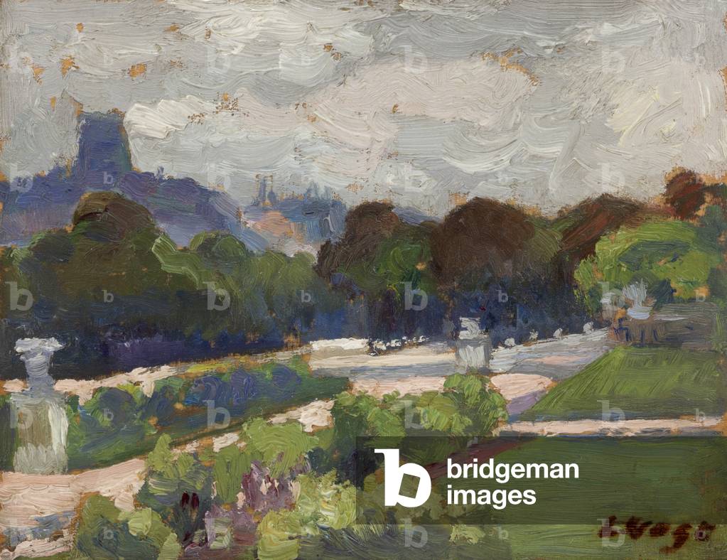 Nel giardino delle Tuileries (olio su tavola)