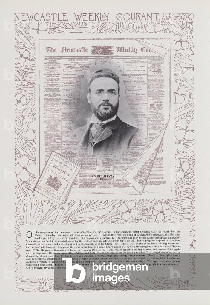 Bild von Druck "Britische Zeitungen im neunzehnten Jahrhundert: The Newcastle Weekly Courant (litho)" 1901 von