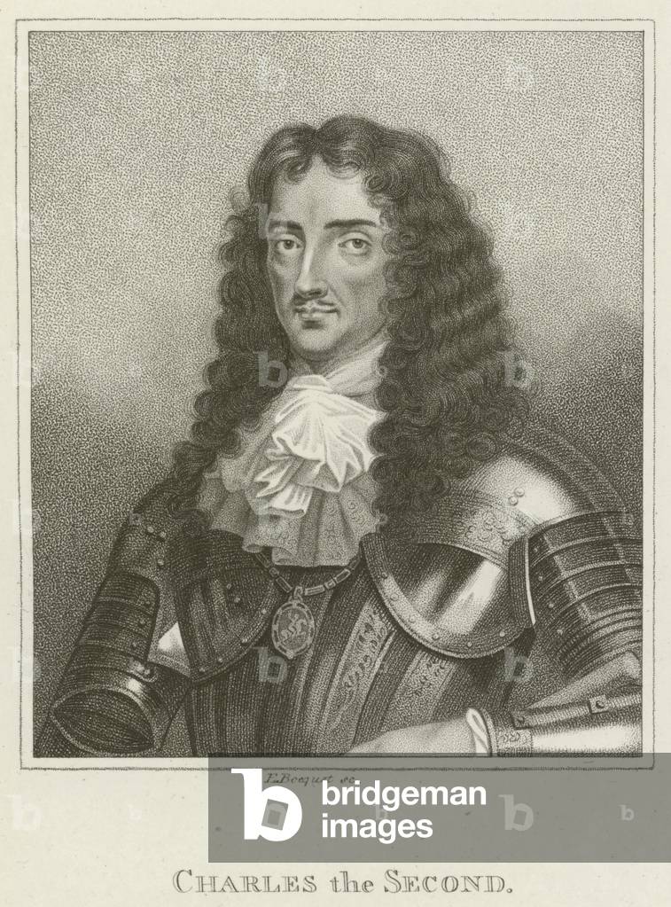 King Charles II (engraving) by English Artist, b/w