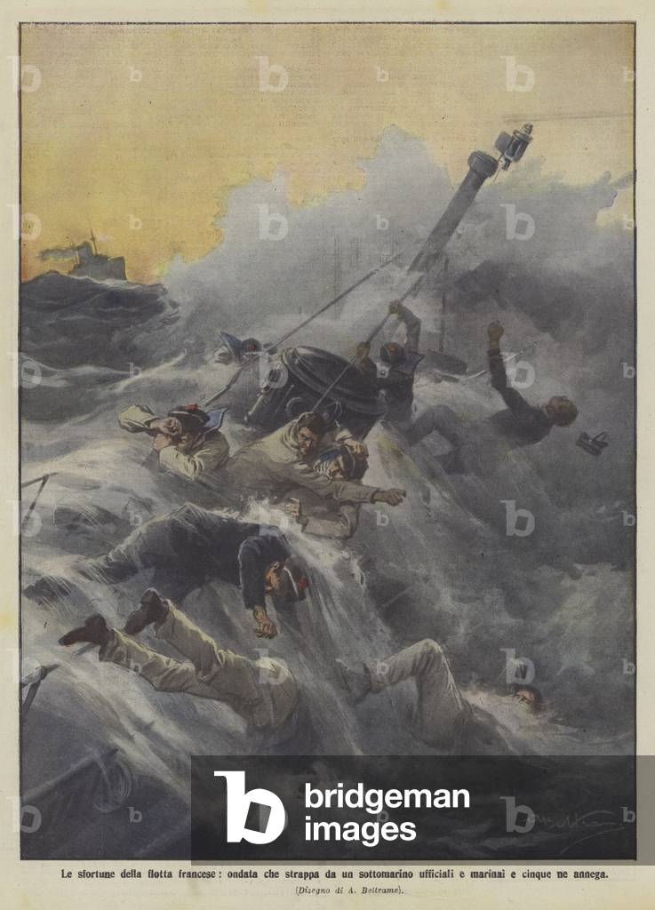 Le sfortune della flotta francese, ondata che strappa da un sottomarino ufficiali e marinai e cinque ne annega