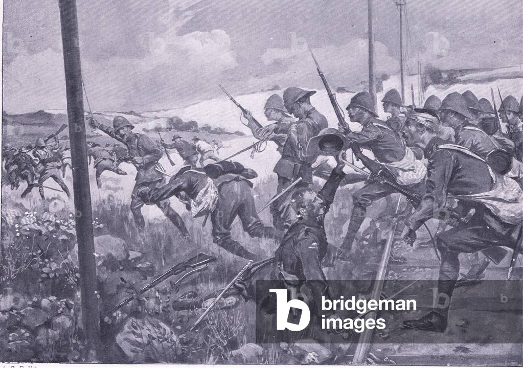 Bild von Druck "Charge of the Scot's fusiliers at Frederikstad" von A. C. Ball